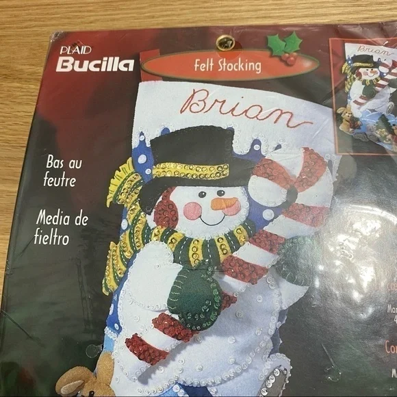 Vintage Bucilla Felt Stocking Craft Kit NWT Snowman Personalized Christmas 84594